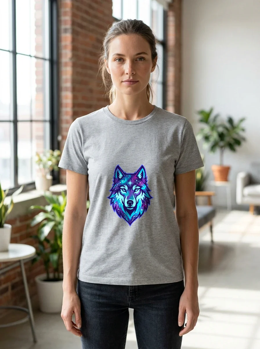 Galaxy Wolf Tee, Worn, Ash