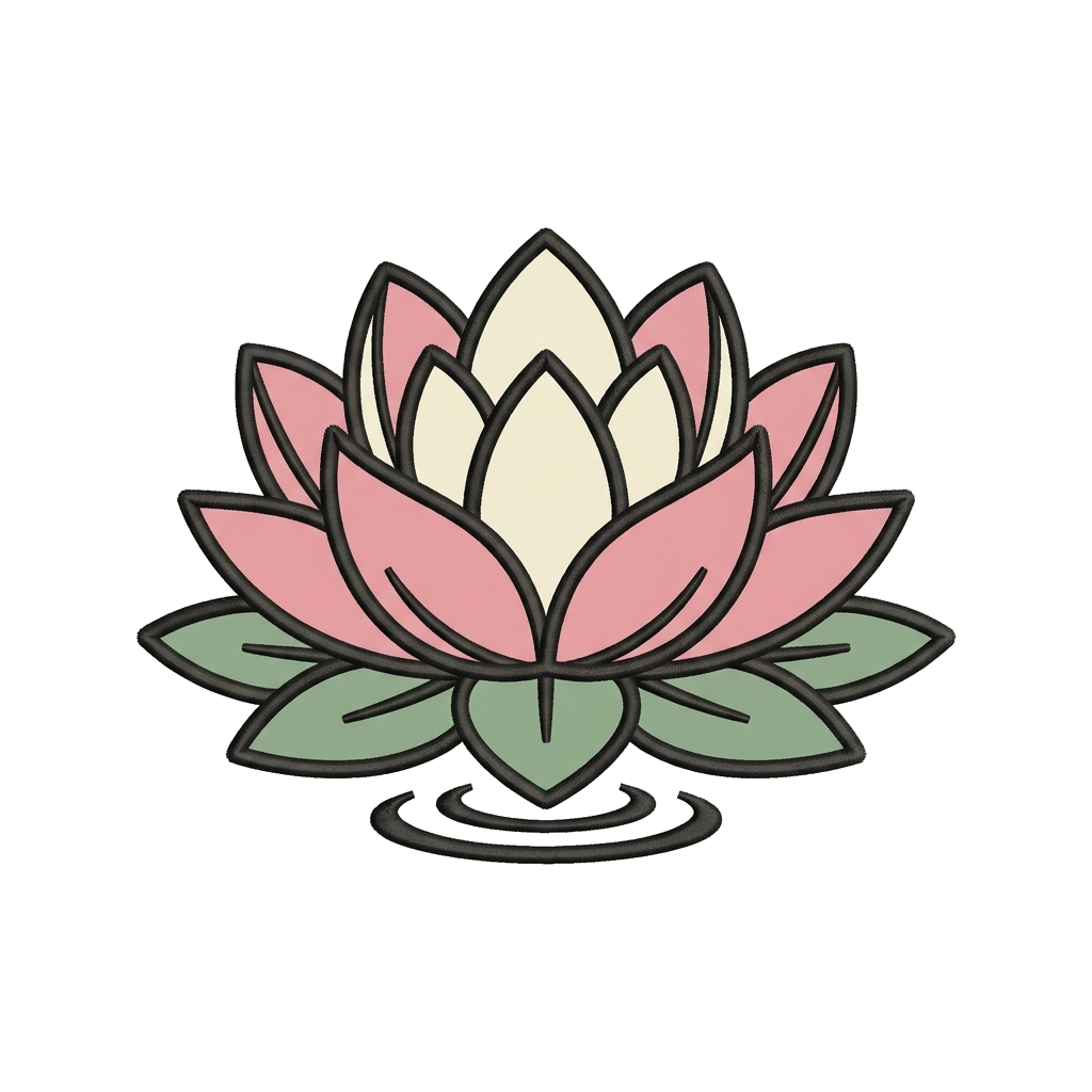 Artwork generated from 'embroidered single lotus flower tote on natural canvas'