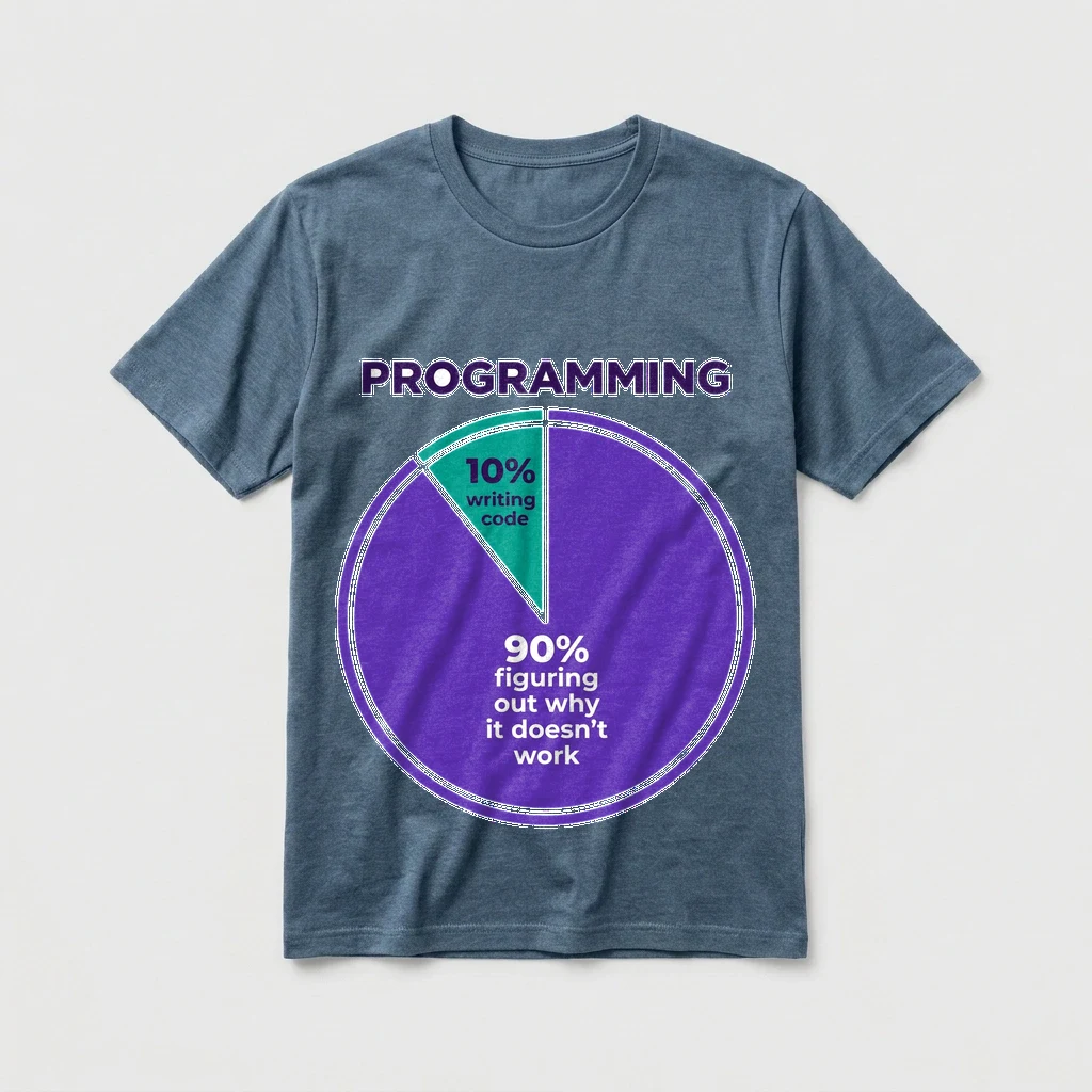 Tee That Says "programming Is 10%, Product, Heather Prism Dusty Blue