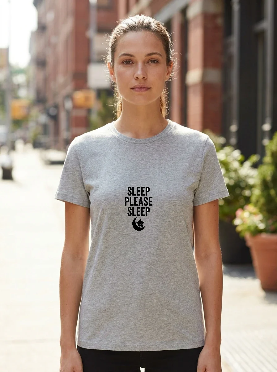Sleep Please T-shir Black, Worn, Ash