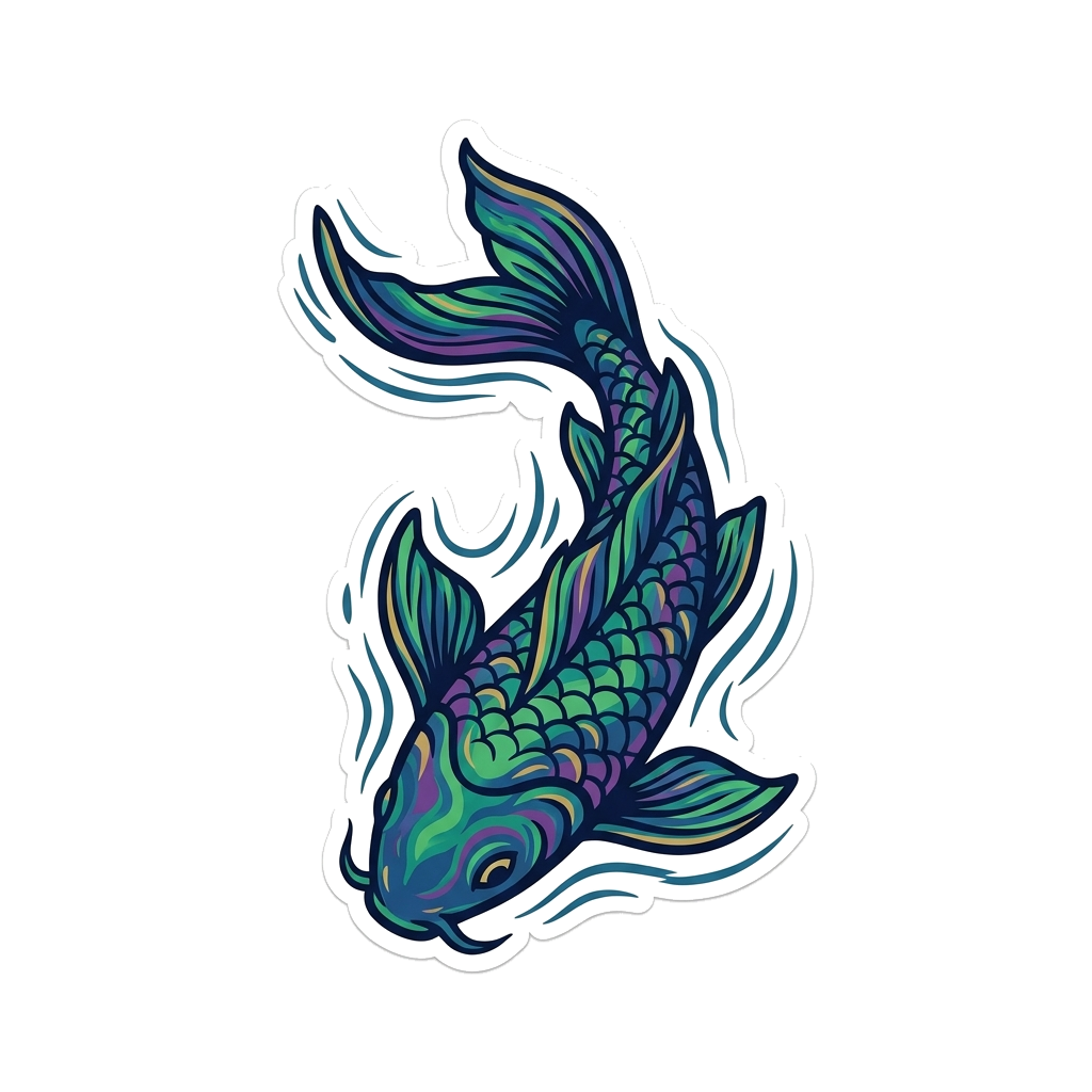 Artwork generated from 'aurora koi swimming tee'