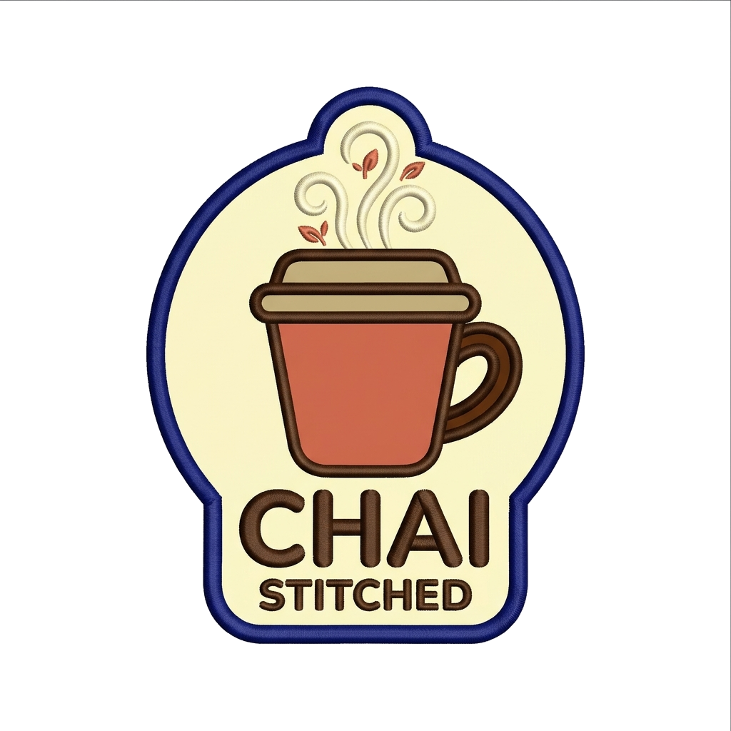Artwork generated from 'stitched chai cup tote on cream'