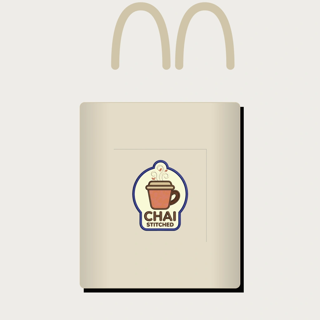 Stitched Chai Cup Tote on Cream, Product, Oyster