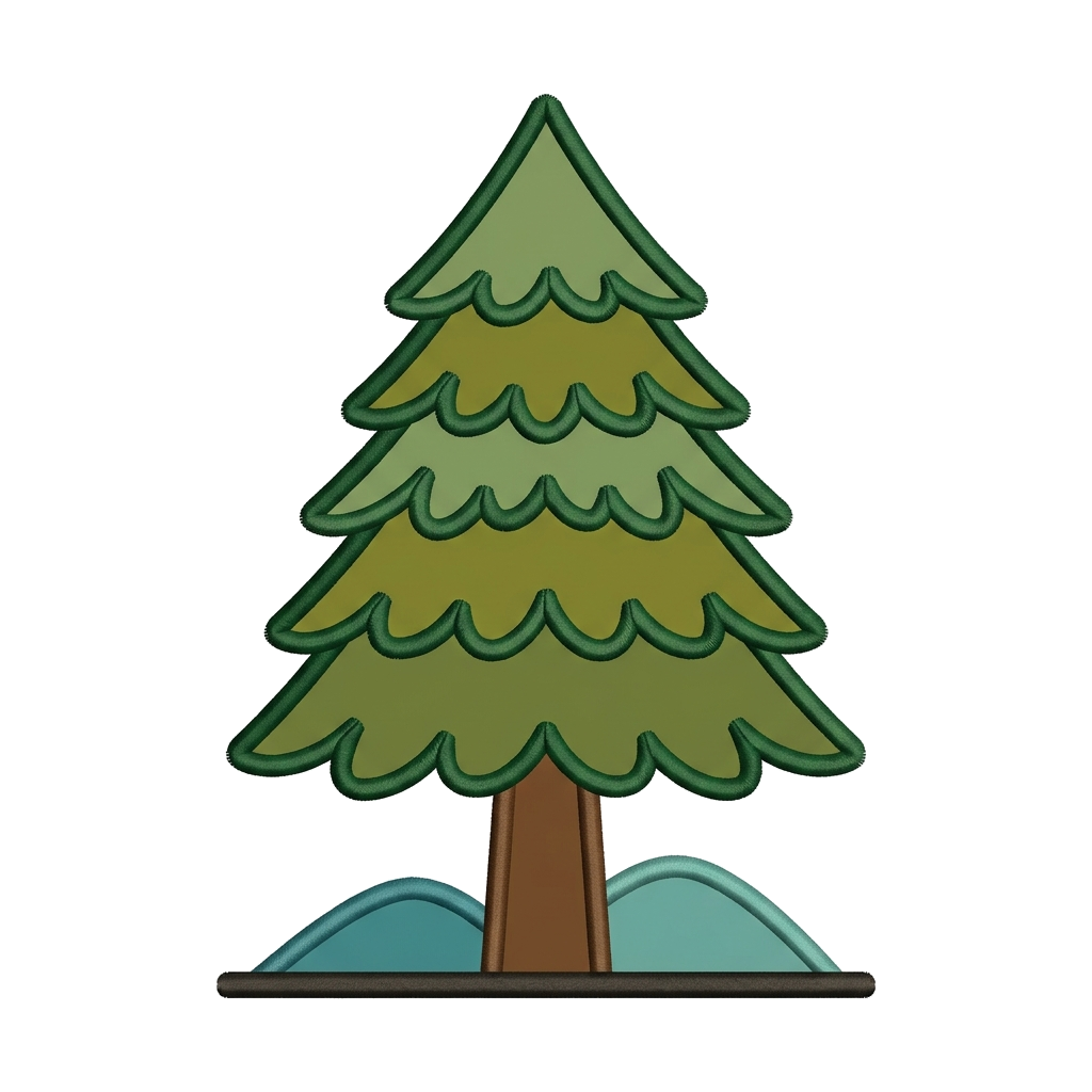 Artwork generated from 'small embroidered pine tree cap on olive green'