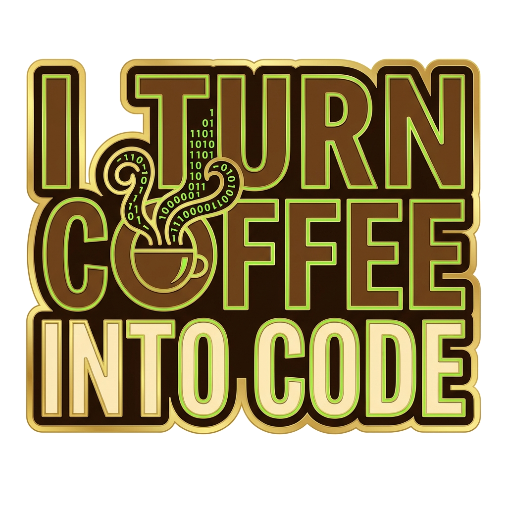 Artwork generated from 'mug that says "i turn coffee into code"'