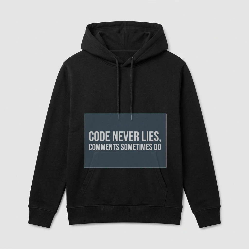 Hoodie That Says "code Never Lies,, Product, Black
