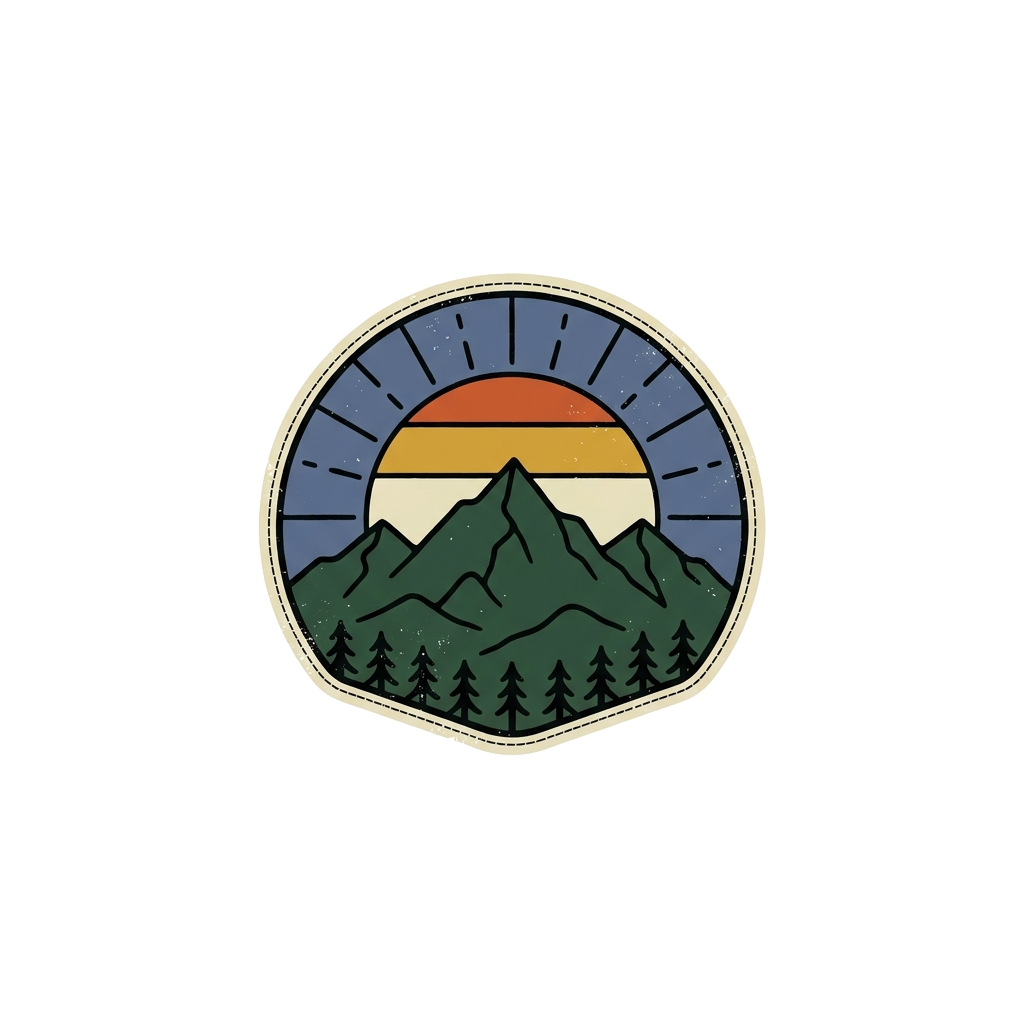 Artwork generated from 'vintage mountain sunset, minimalist line art hoodie'