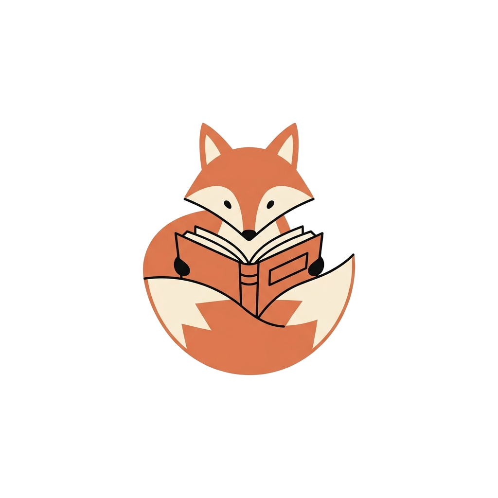 Artwork generated from 'minimalist fox reading a book tee'