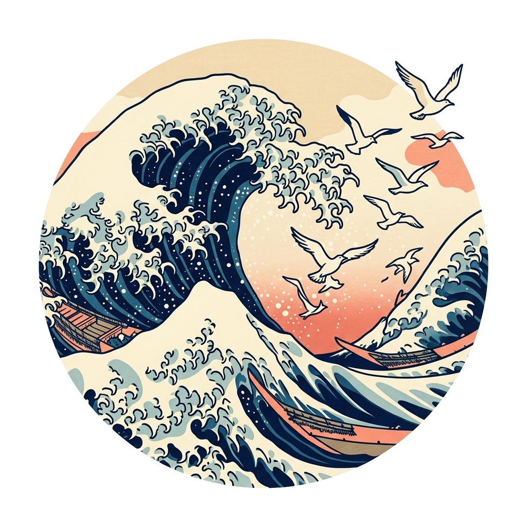 Artwork generated from 'ukiyo-e great wave hoodie'
