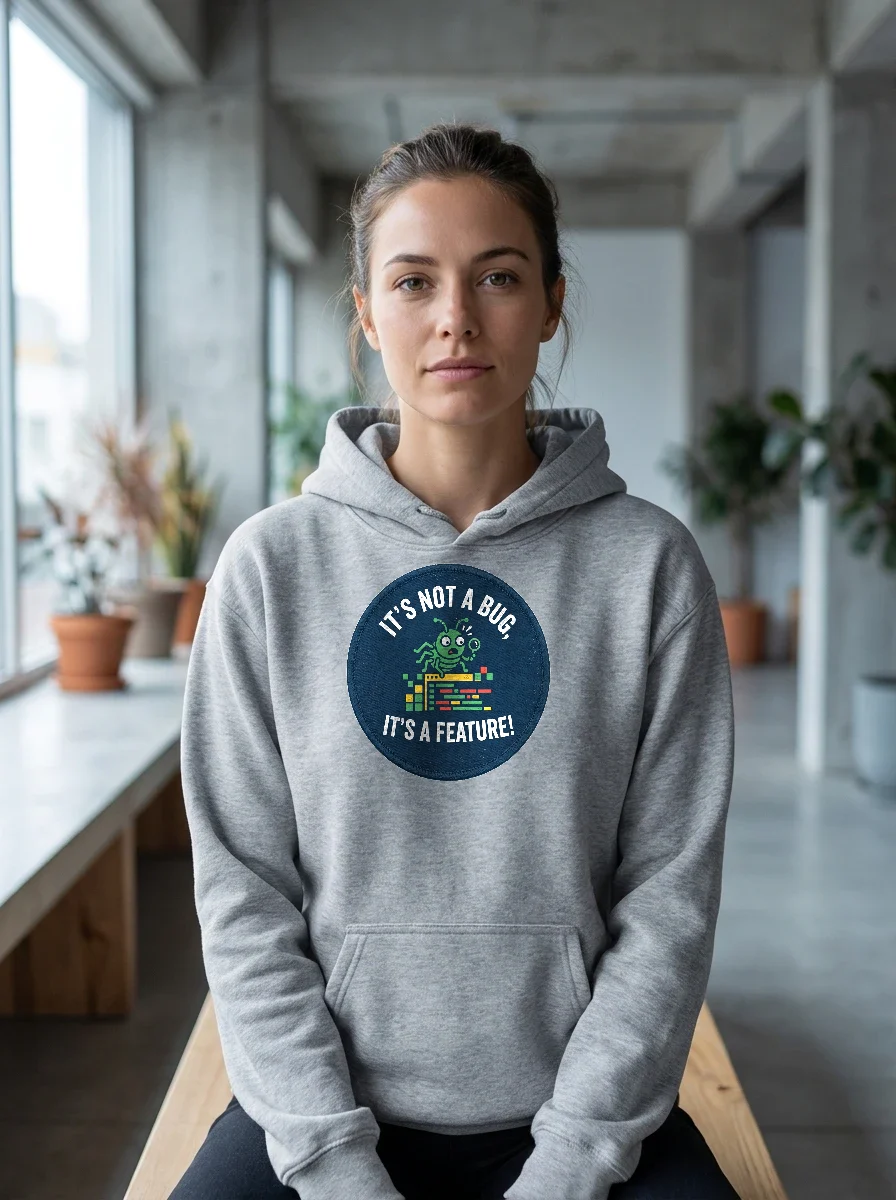 Developer Meme Hoodie, Worn, Athletic Heather
