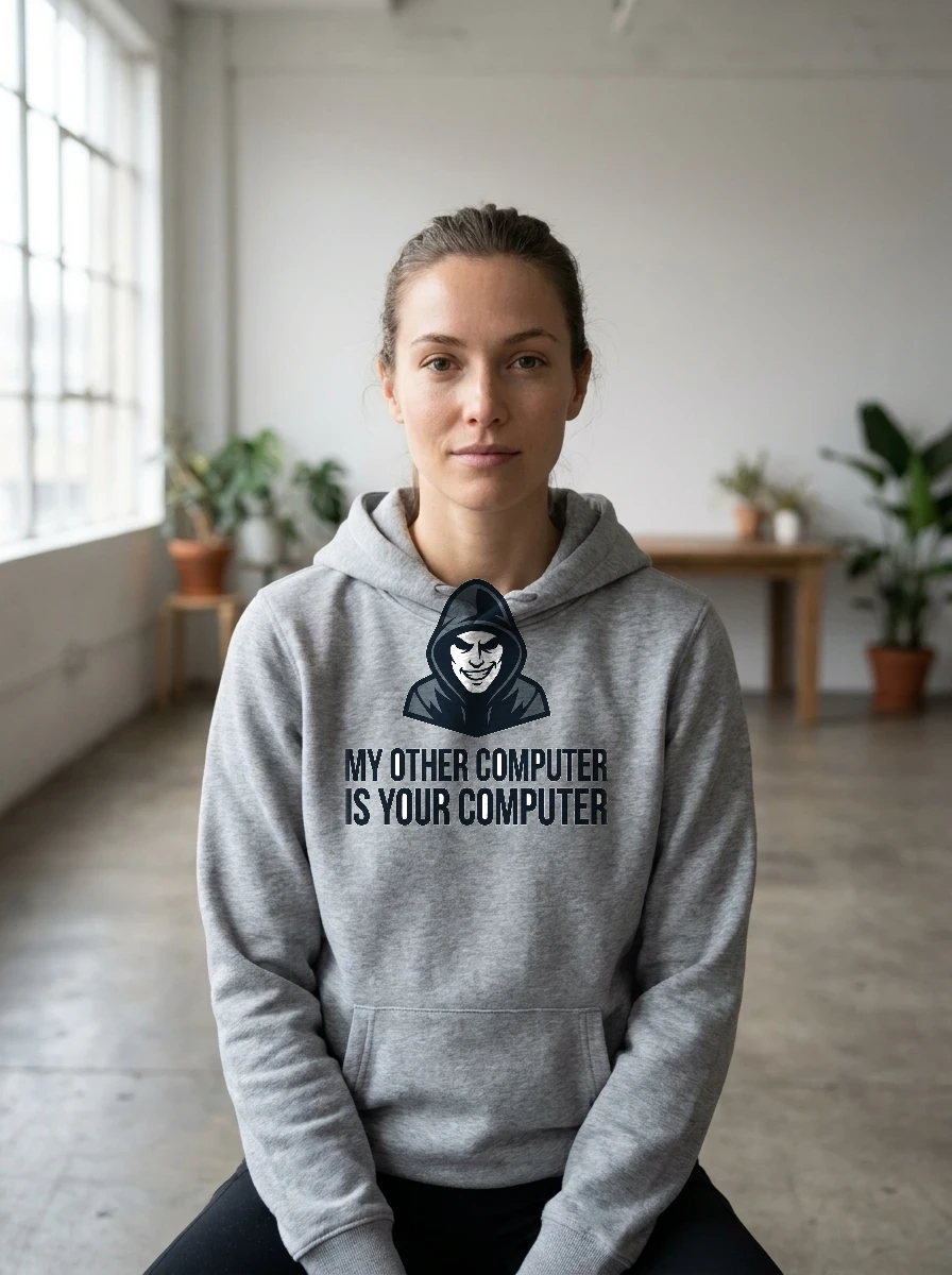 Hoodie That Says "my Other Computer, Worn, Athletic Heather