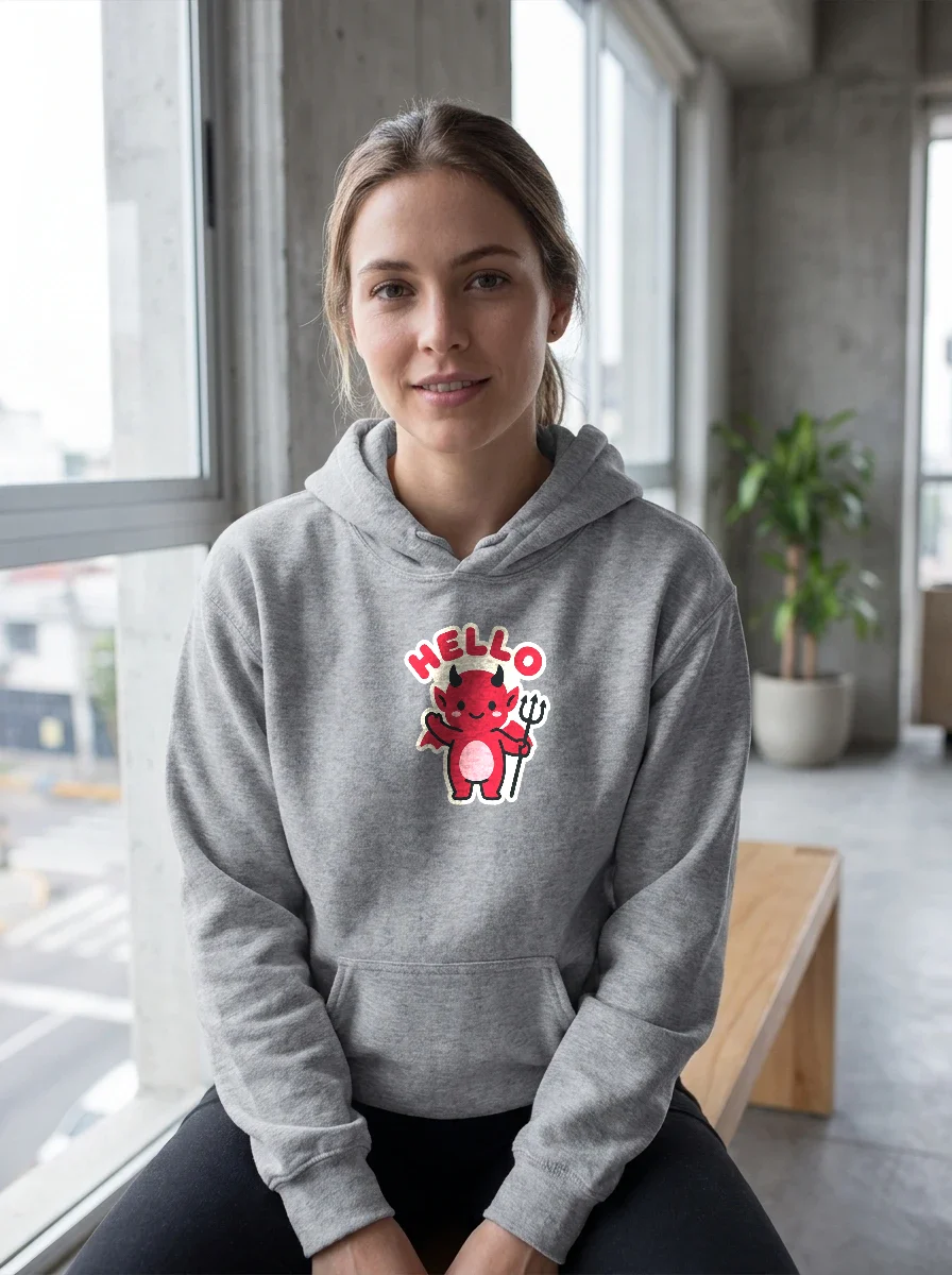 Hell O Hoodie, Worn, Athletic Heather