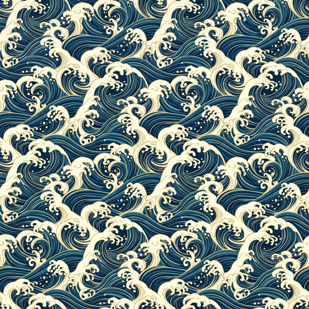 Artwork generated from 'all-over ukiyo-e wave pattern tshirt'