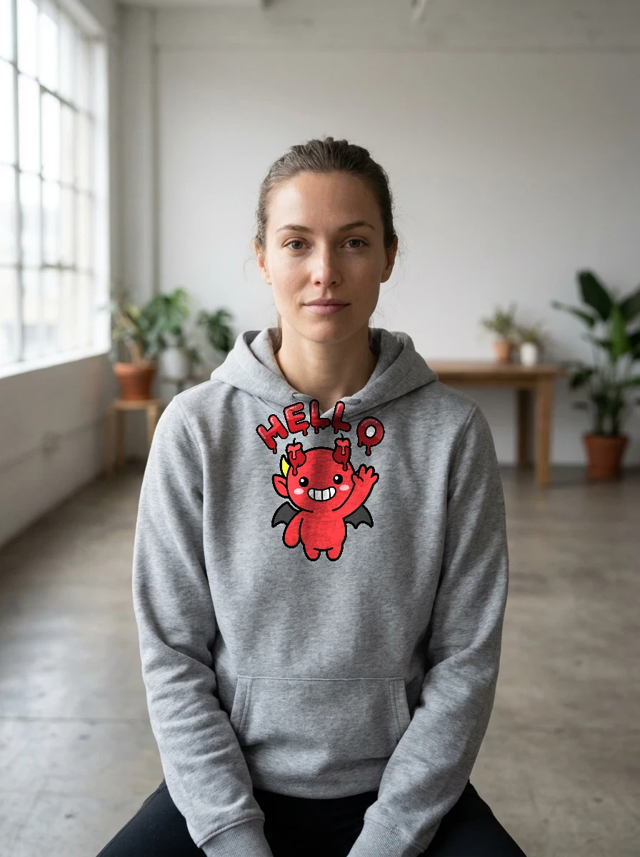 Hell O Hoodie, Worn, Athletic Heather