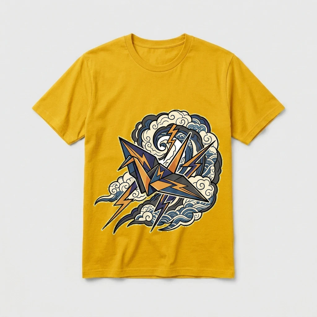 Paper Crane Origami Storm Tee, Product, Yellow