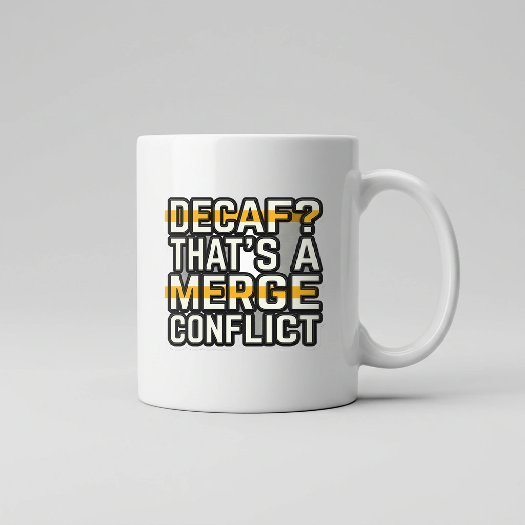 Mug That Says "Decaf? That's a Merge Conflict", Product, White