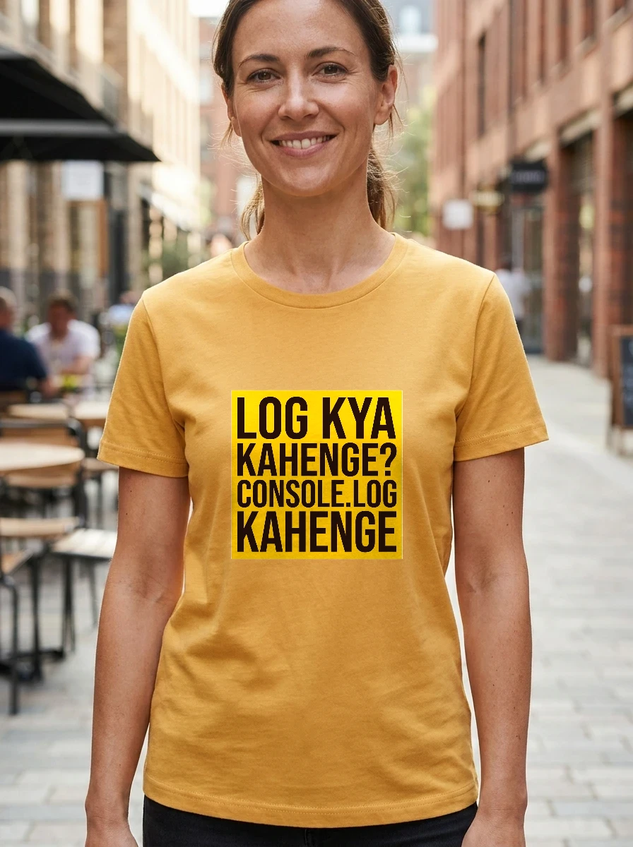 Tee That Says "log Kya Kahenge?, Worn, Yellow