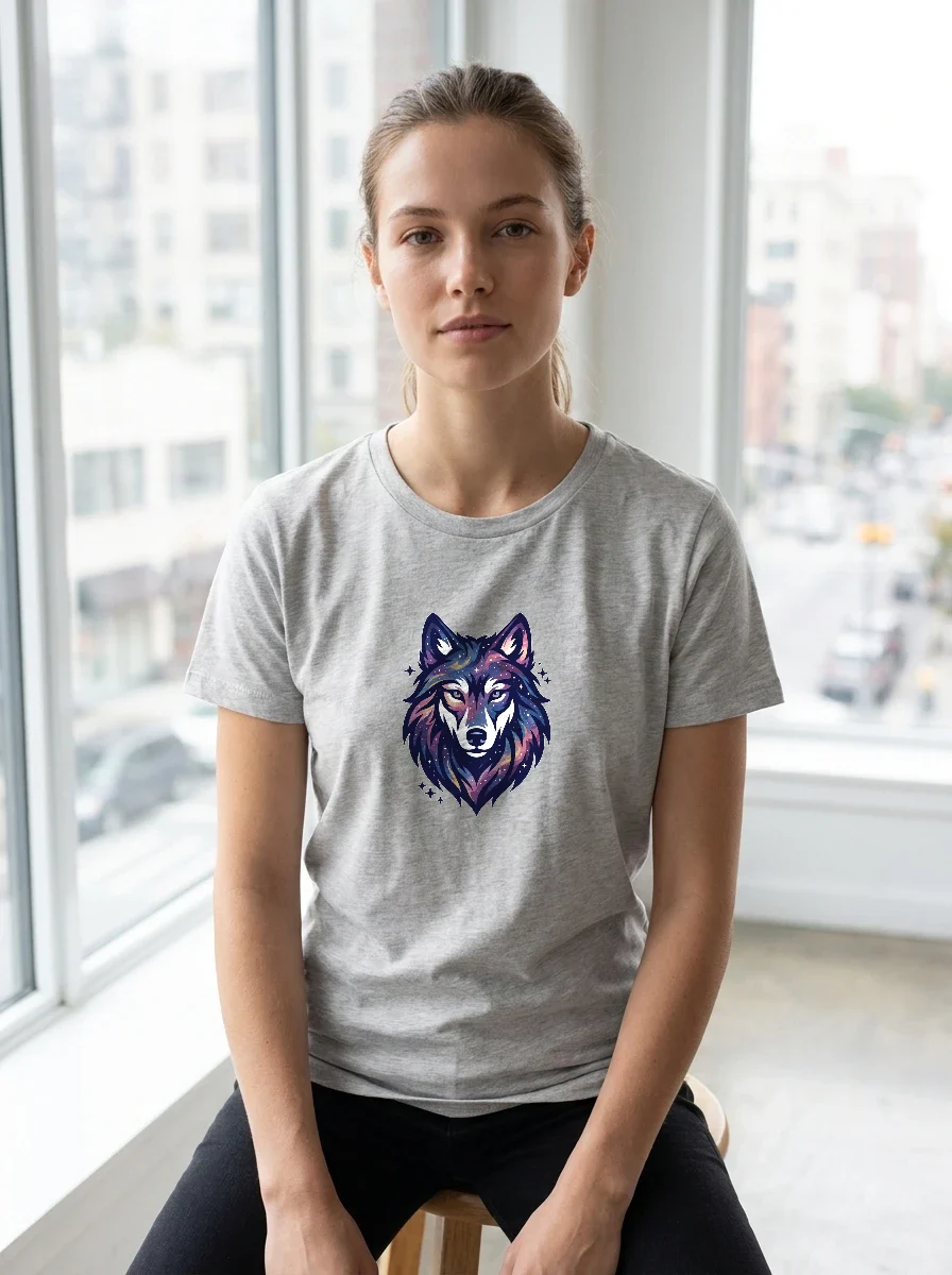 Galaxy Wolf Tee, Worn, Ash