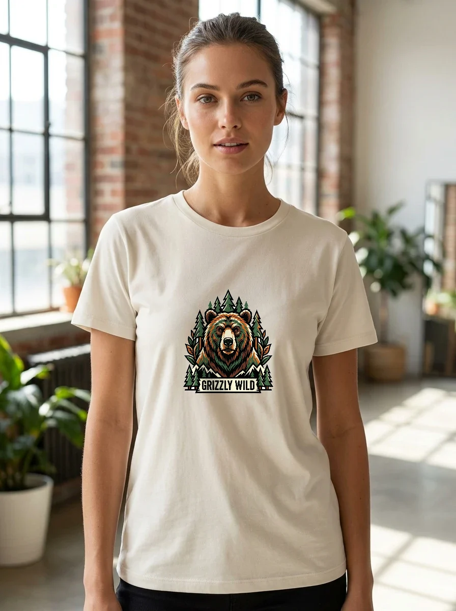 Wild Grizzly Bear in Pine Forest, Worn, Ash