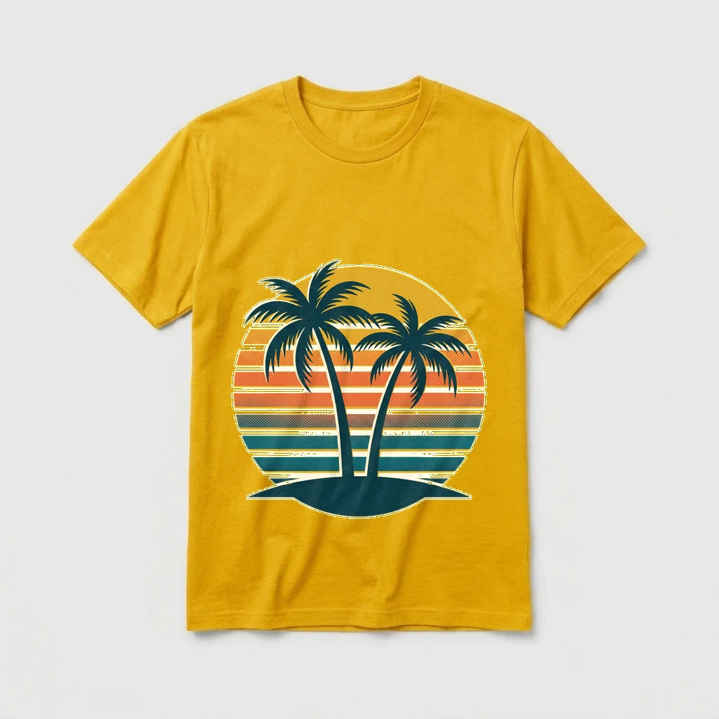 Retro Sunset Palm Trees, Product, Yellow