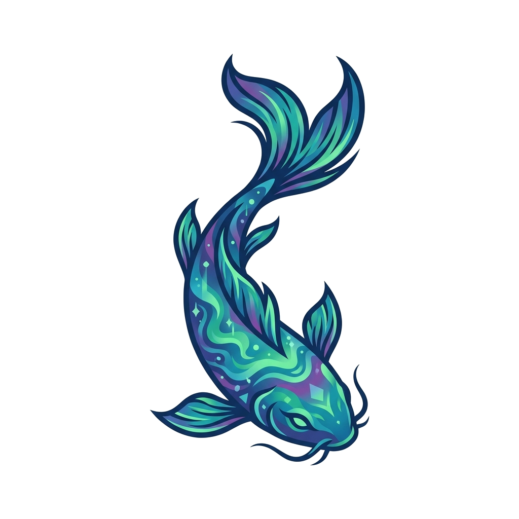 Artwork generated from 'aurora borealis koi fish hoodie'
