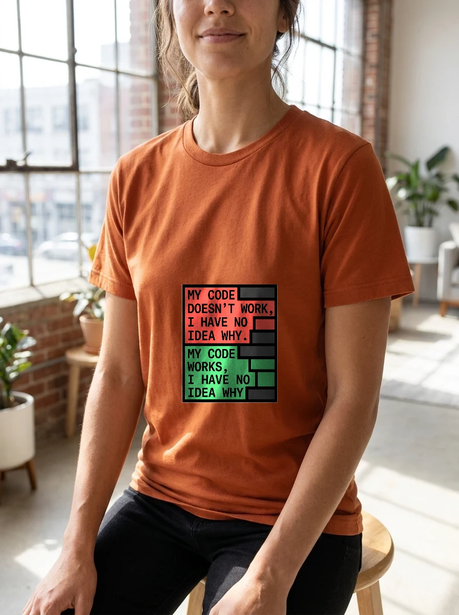 Tee That Says "my Code Doesn't, Worn, Burnt Orange
