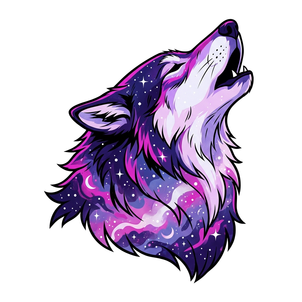 Artwork generated from 'galaxy wolf tee'