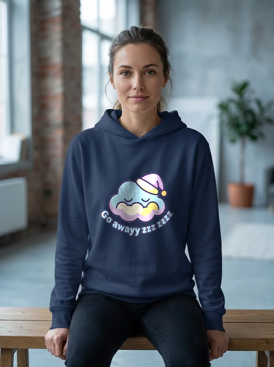 Go Awayy Zzzz Zzzzz 😴 Hoodie, Worn, Navy