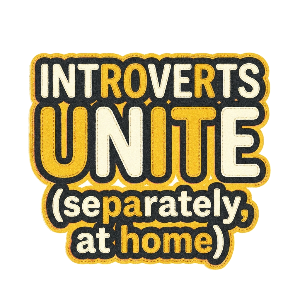 Artwork generated from 'hoodie that says "introverts unite (separately, at home)" on olive'