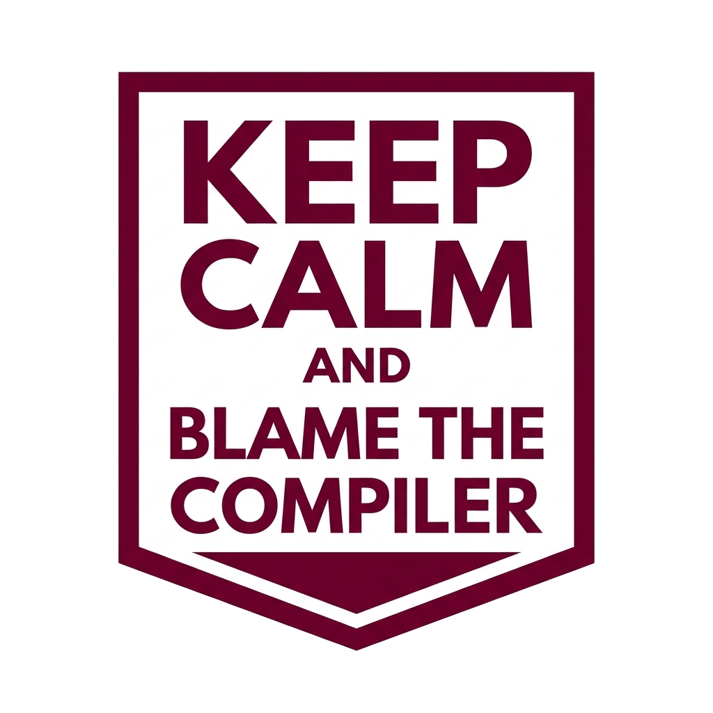 Artwork generated from 'tee that says "keep calm and blame the compiler" on burgundy'