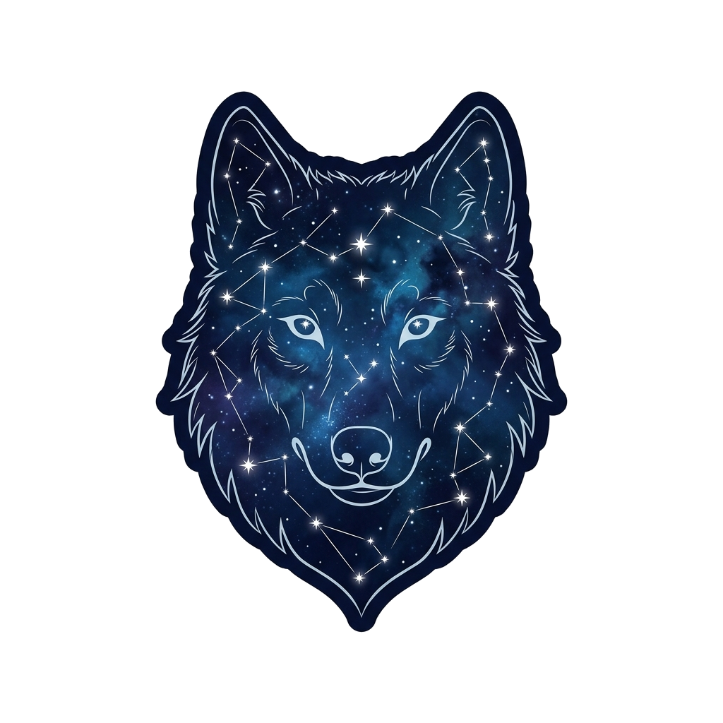 Artwork generated from 'midnight wolf constellation hoodie'