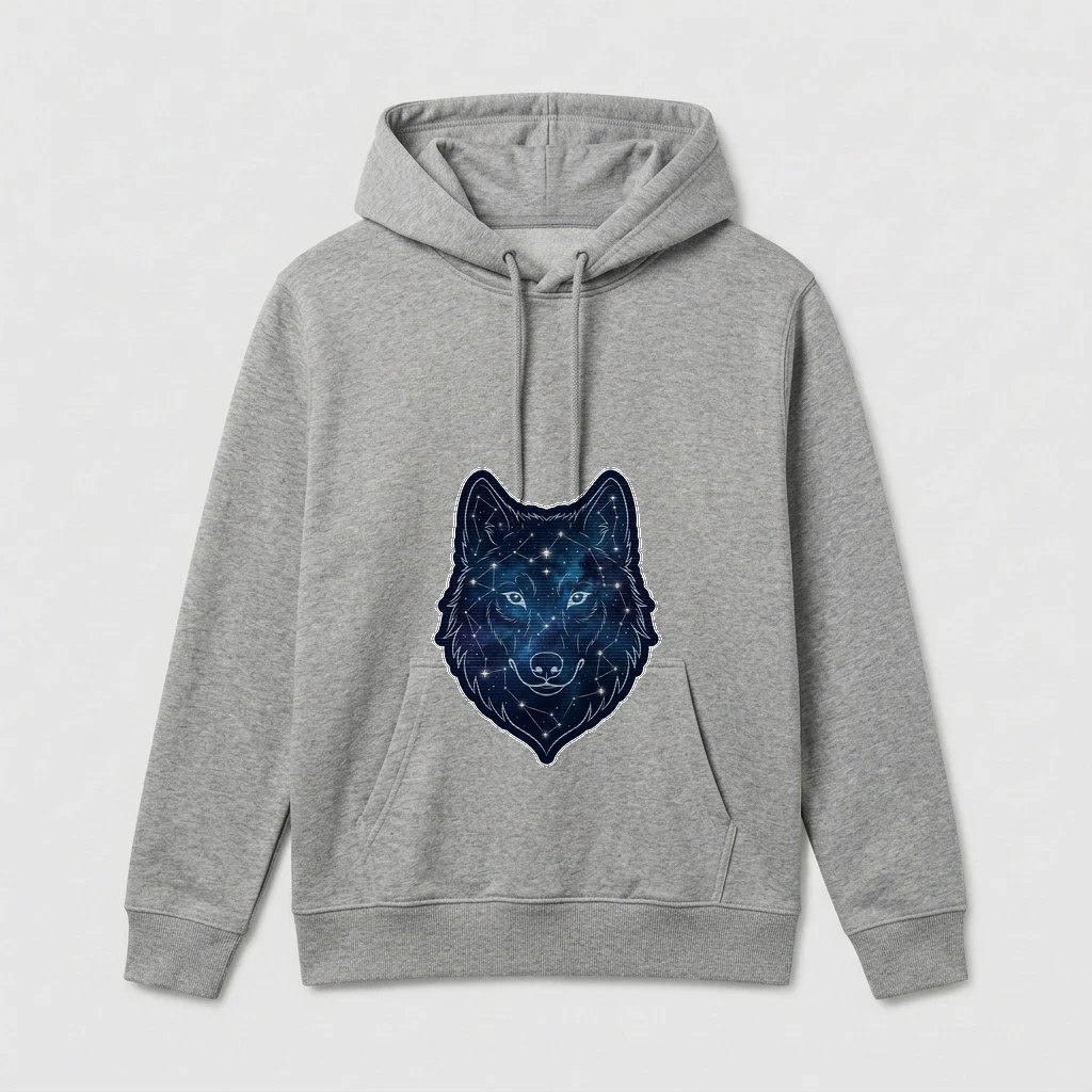 Midnight Wolf Constellation Hoodie, Product, Athletic Heather