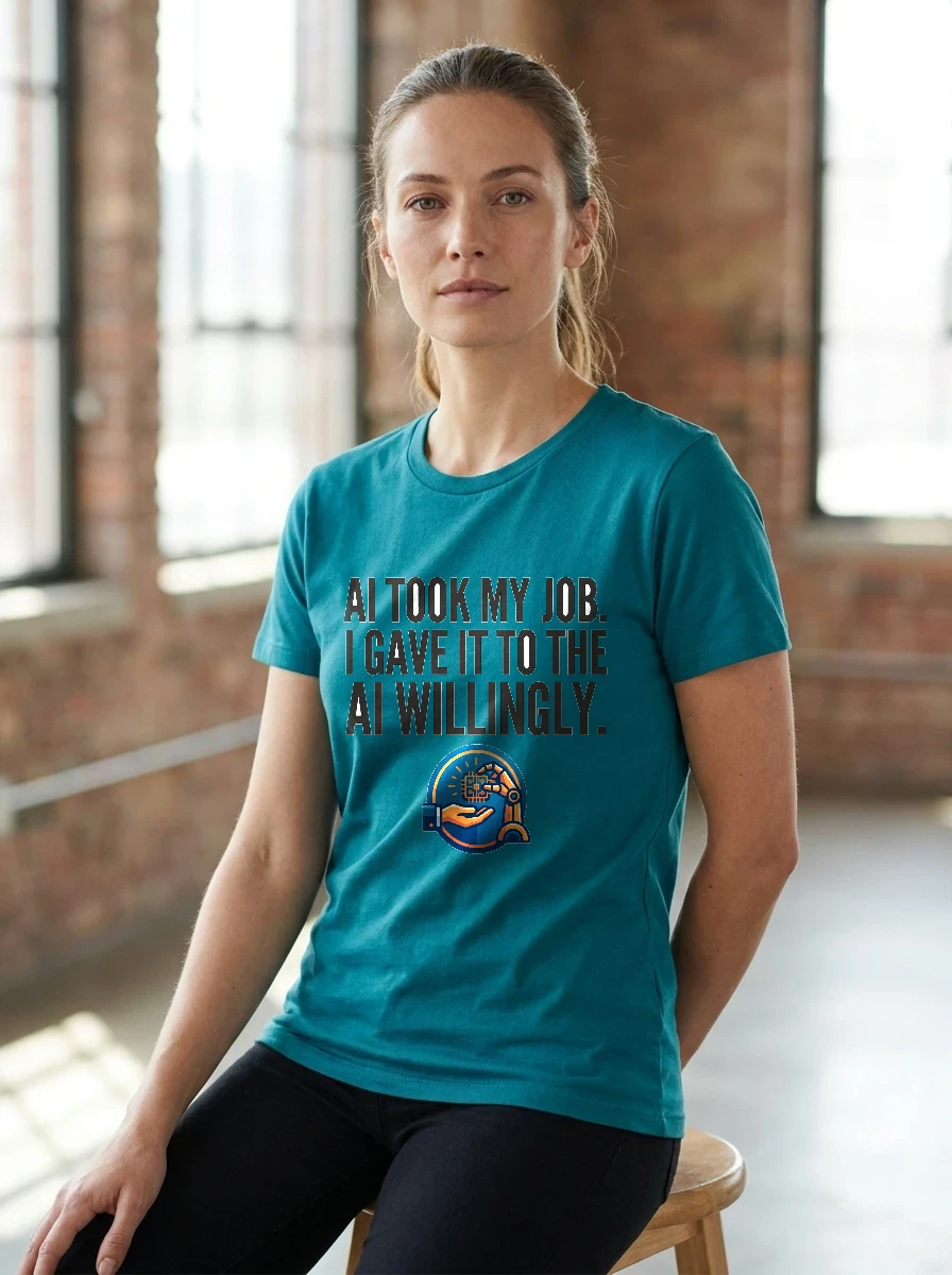 Tee That Says "ai Took, Worn, Teal