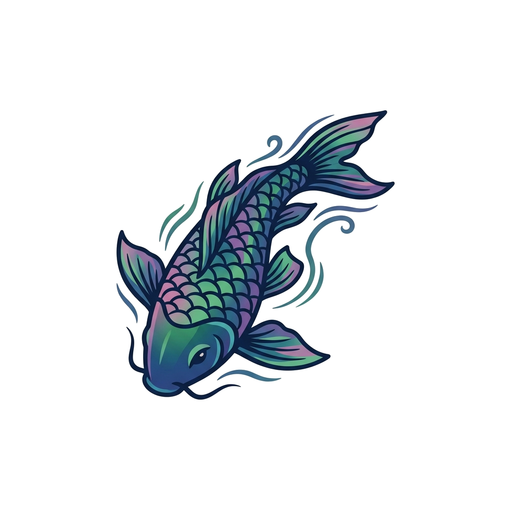 Artwork generated from 'aurora koi swimming tee'