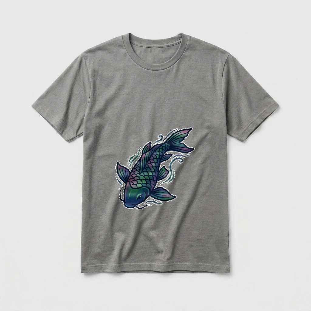 Aurora Koi Swimming Tee, Product, Ash