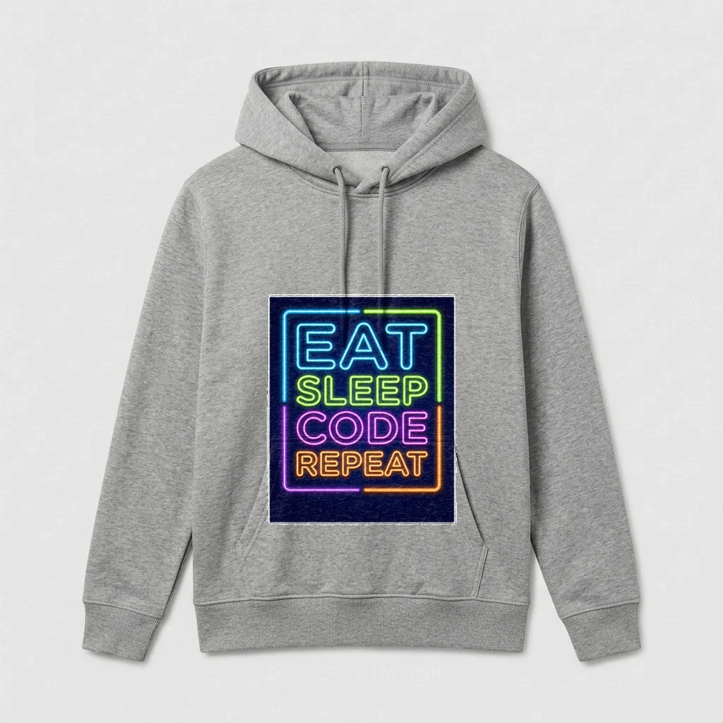 Hoodie That Says "eat Sleep Code, Product, Athletic Heather