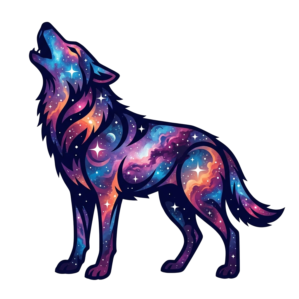 Artwork generated from 'galaxy wolf tee'