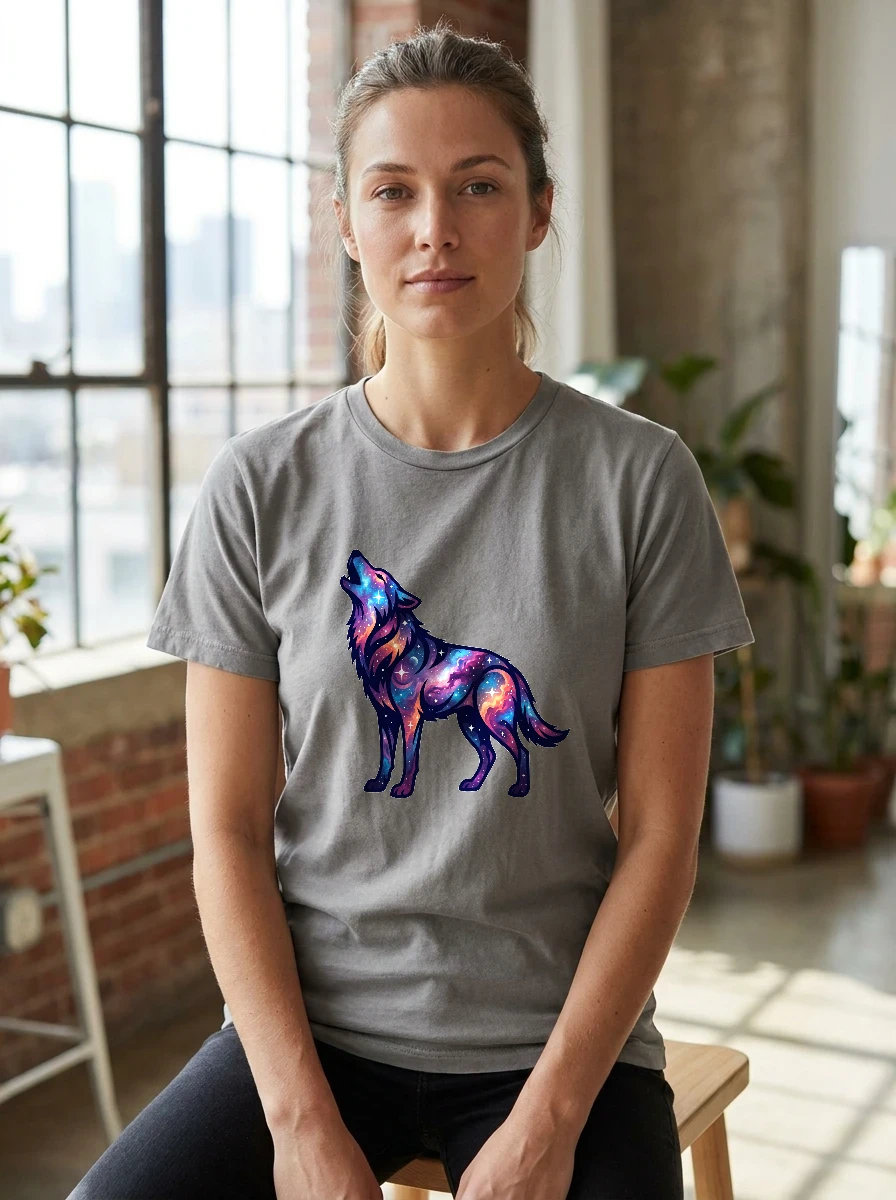 Galaxy Wolf Tee, Worn, Ash