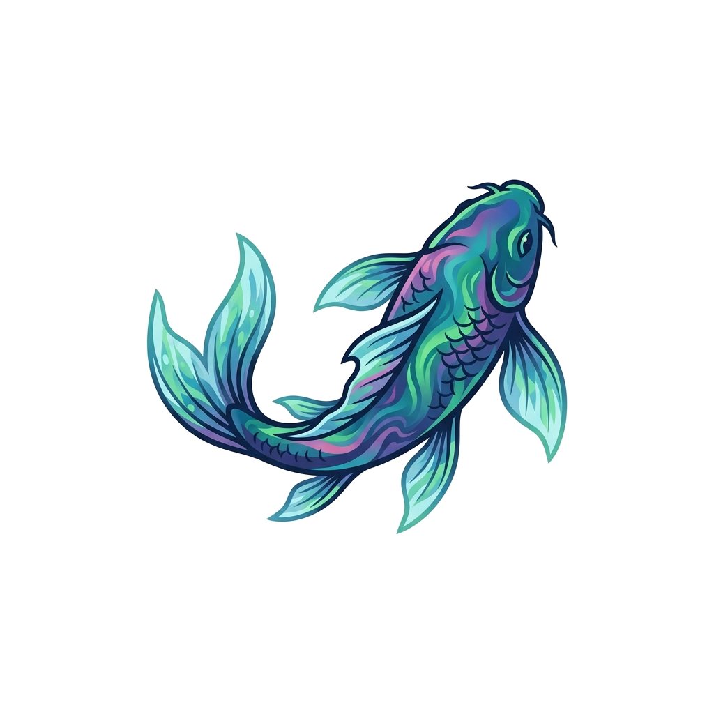 Artwork generated from 'aurora borealis koi fish hoodie'