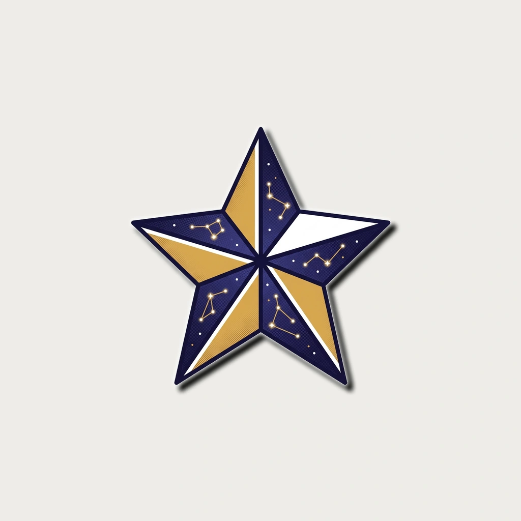 Tiny Origami Star Sticker, Product, White