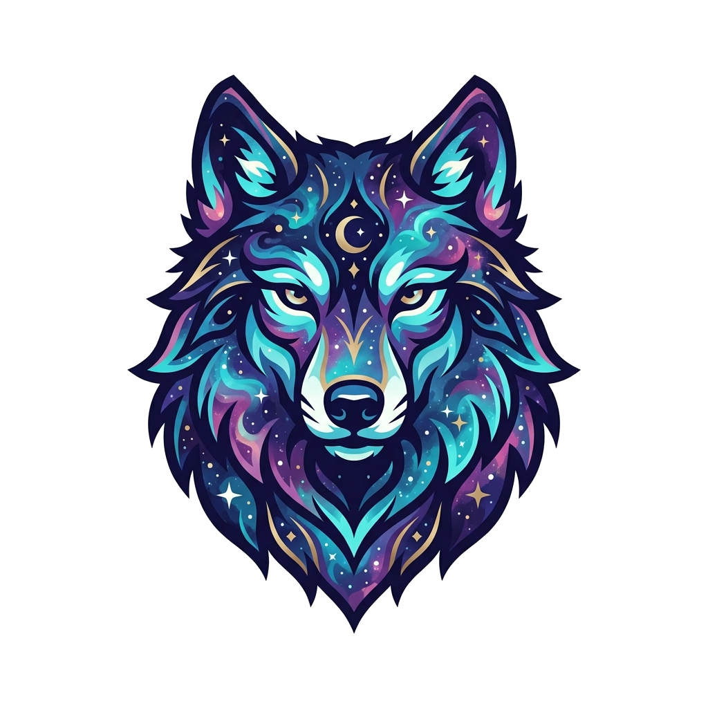 Artwork generated from 'galaxy wolf tee'