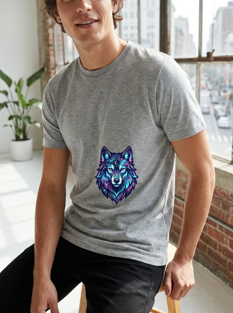 Galaxy Wolf Tee, Worn, Ash