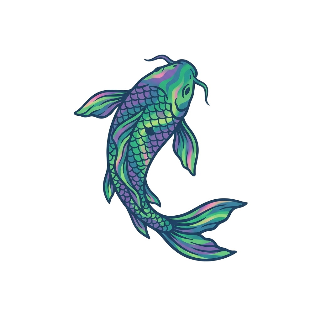 Artwork generated from 'aurora borealis koi fish hoodie'