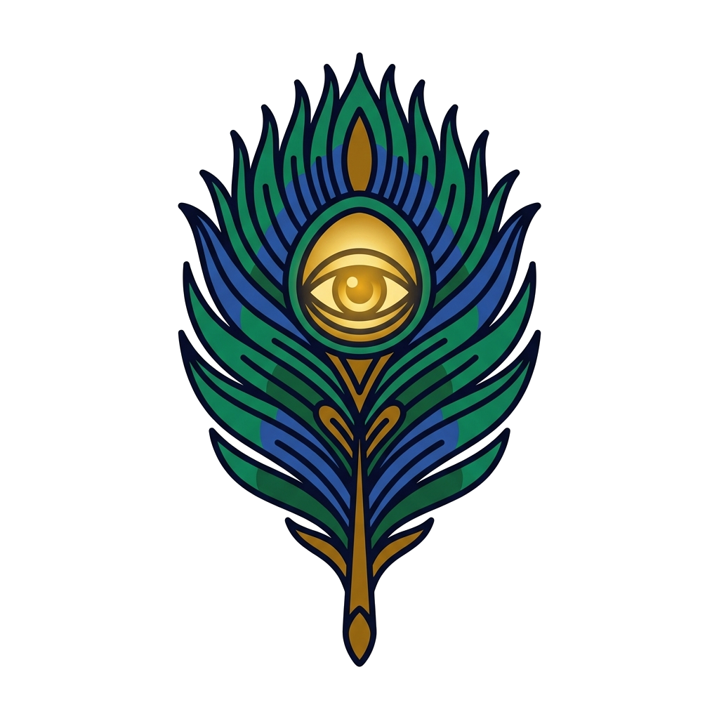 Artwork generated from 'embroidered peacock feather patch hoodie on teal'