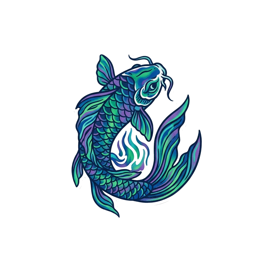 Artwork generated from 'aurora borealis koi fish hoodie'