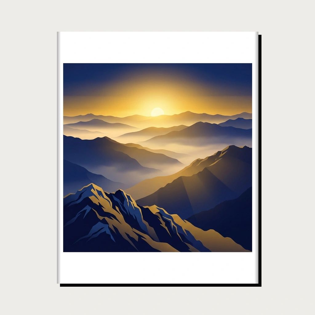 Dusk Mountain Ridges Canvas, Product, White