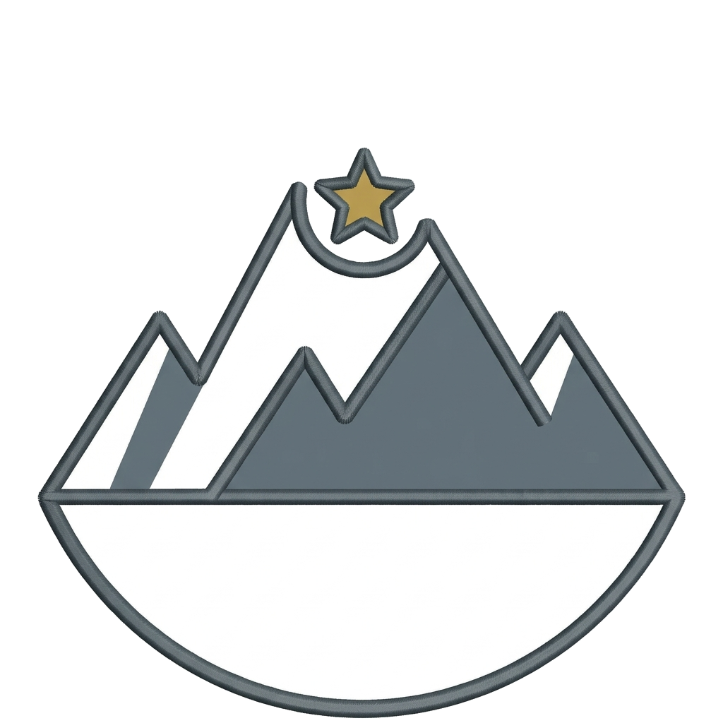 Artwork generated from 'embroidered minimalist mountain line cap on black'