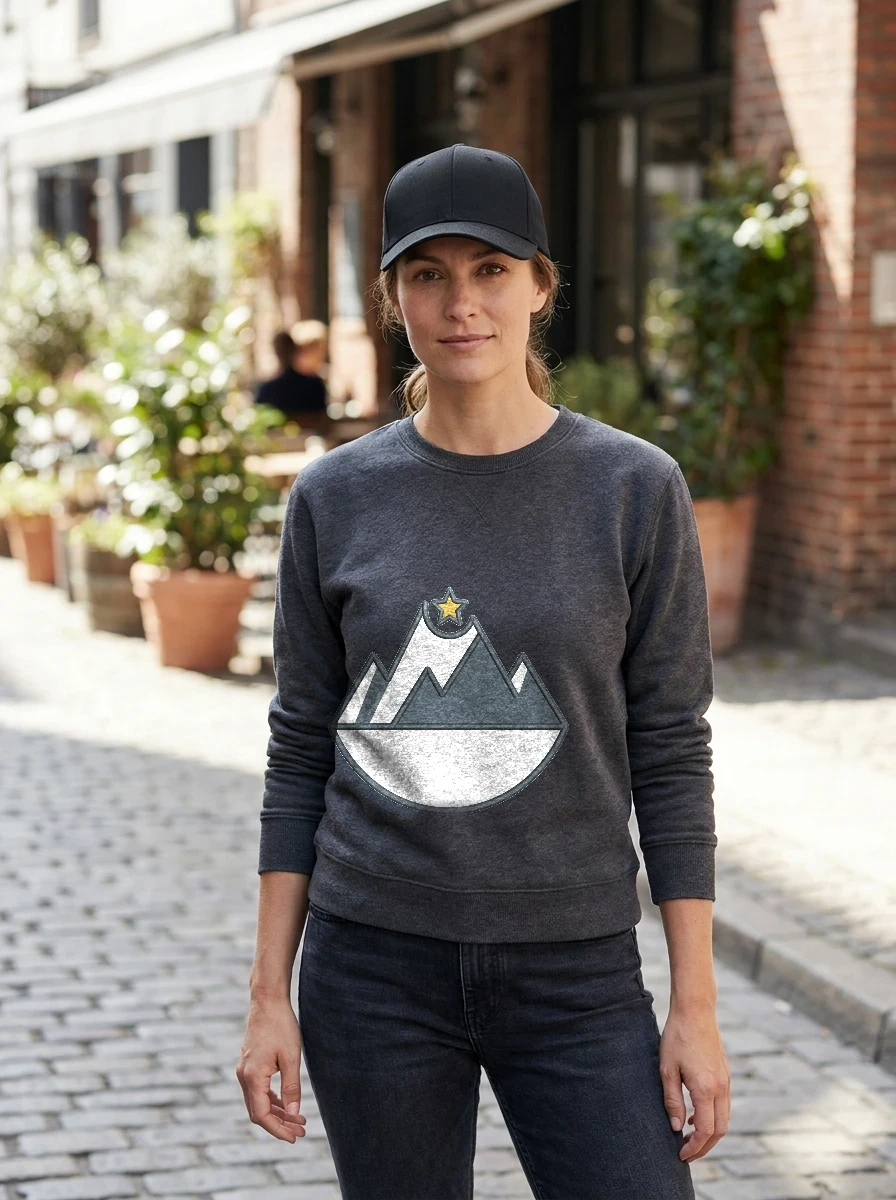 Embroidered Minimalist Mountain Line Cap, Worn, Black