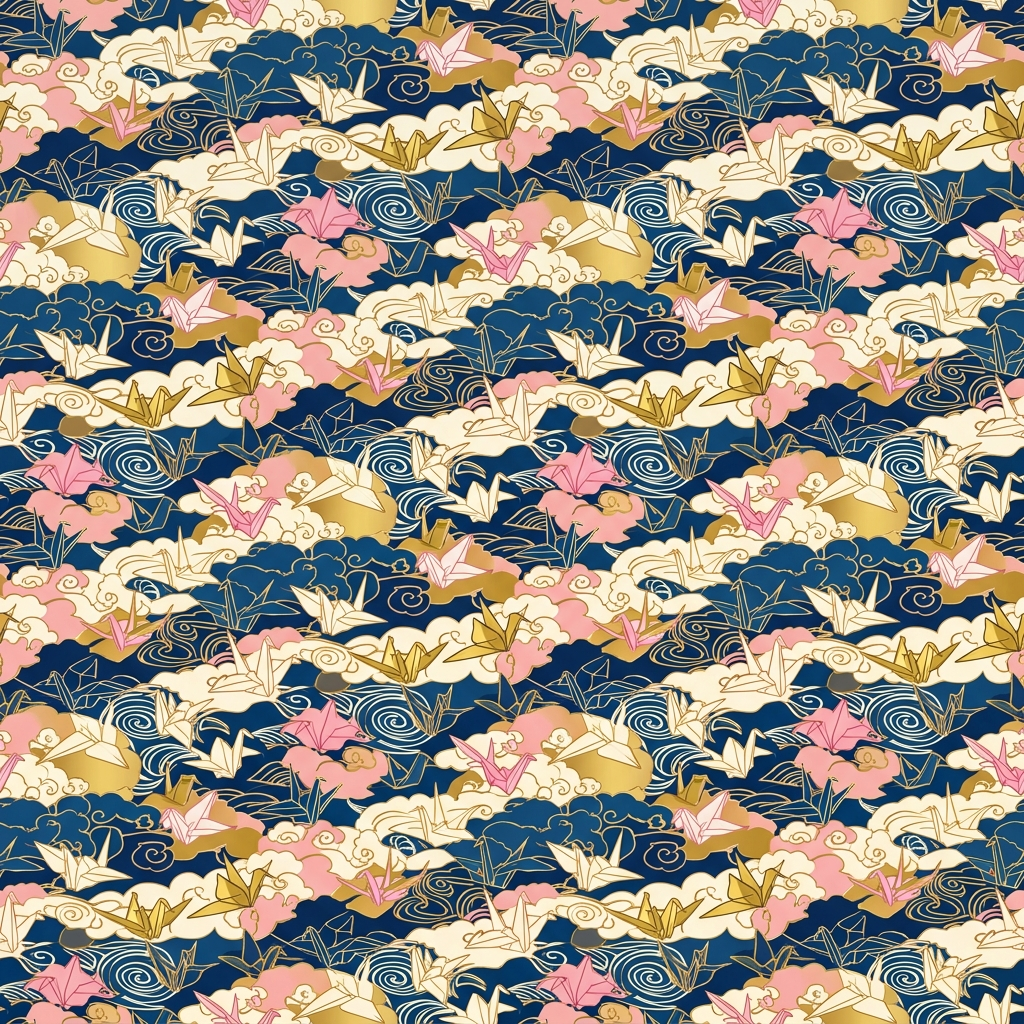 Artwork generated from 'all-over origami crane pattern hoodie'
