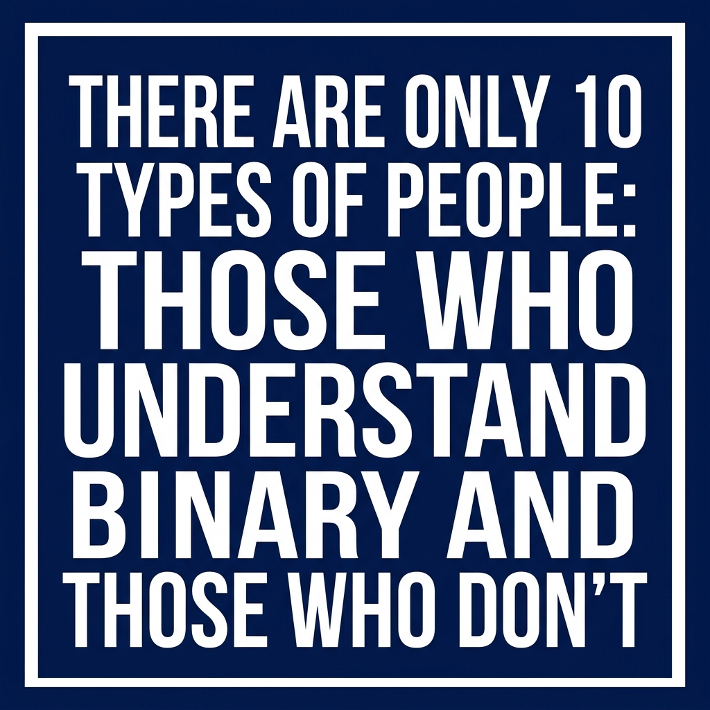 Artwork generated from 'tee that says "there are only 10 types of people: those who understand binary and those who don't" on navy'